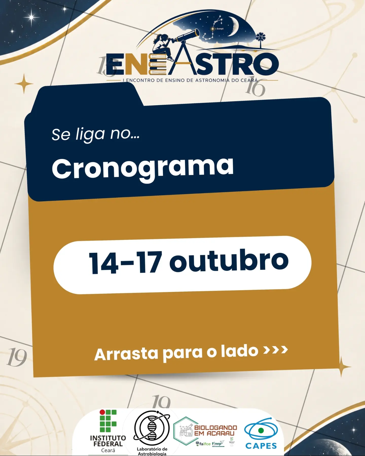 Convite e programação oficial do I ENEASTRO no IFCE Campus Acaraú